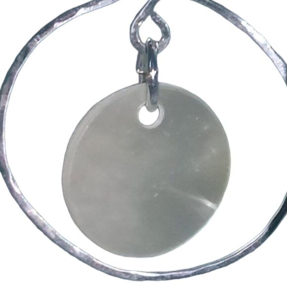 Handmade sterling silver & mother of pearl French hook dangling earrings - Picture 8 of 14